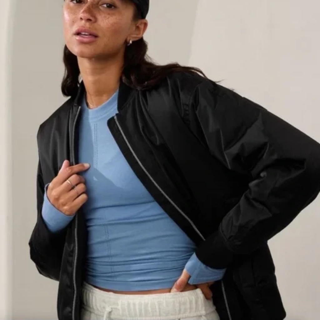 Athleta Black Bomber Jacket